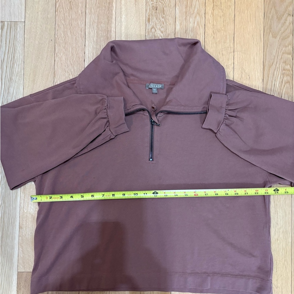 Lilla P Seasoft Half Zip Pullover Sweatshirt in Rust Clay | Relaxed Fit L - Picture 7 of 8